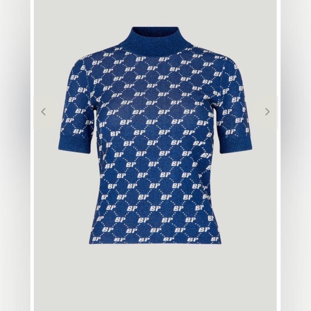 Baum und pferdgarten Navy Logo Patterned Top short sleeve shimmer turtleneck  L